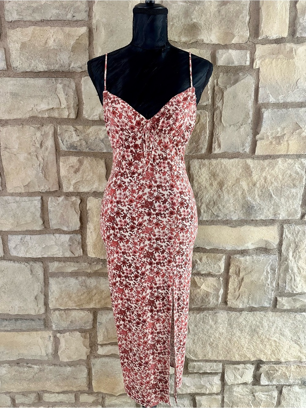 Floral Slip Midi Dress in Dusty Rose